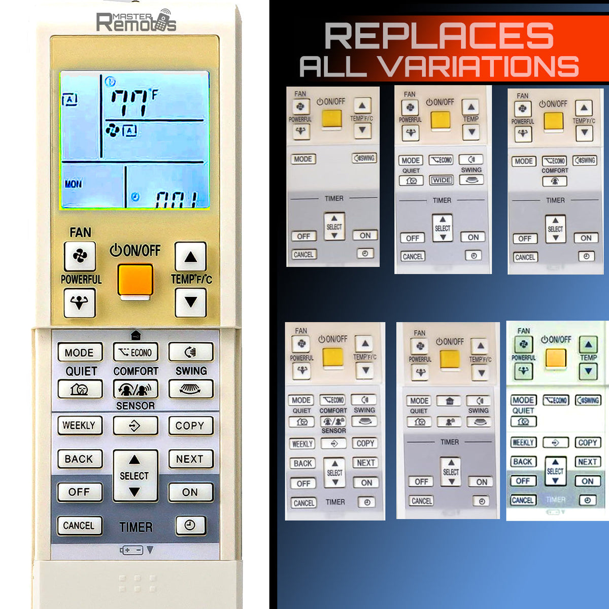 Ac Remote With Thread One for all - Daikin Air Conditioner Remote Models A & FTX (MFDNBLV1 ...